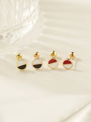 14K Gold Enamel Half Color Circle Cartilage Earring 20G