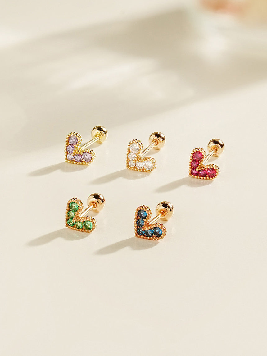 14K gold Bling Lovely Heart Cartilage Earring 20G