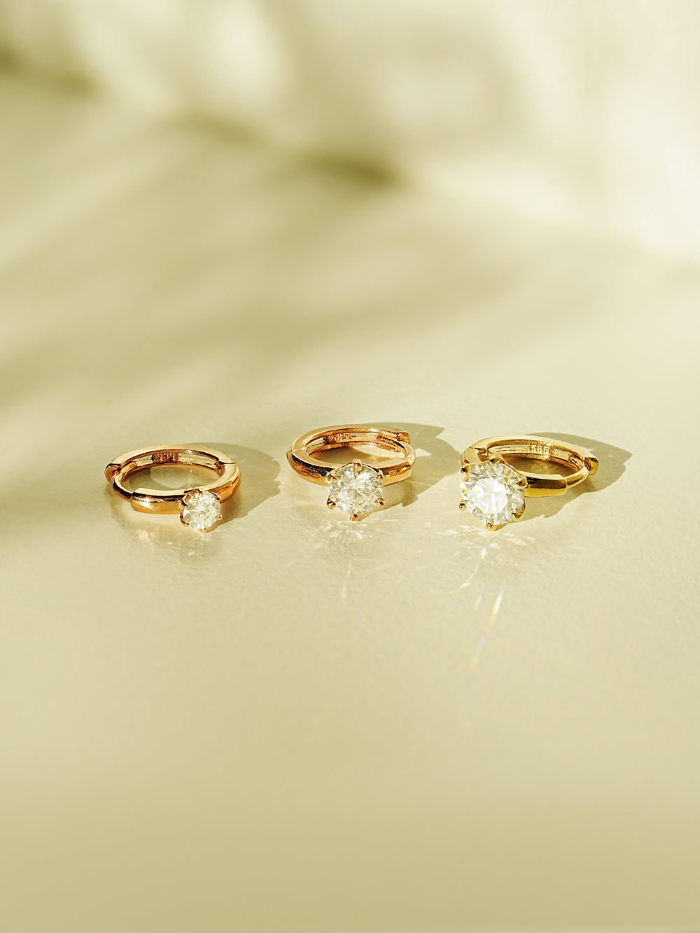 14K 18K Gold Moissanite Dia Color Cartilage Hoop Earring S,M,L