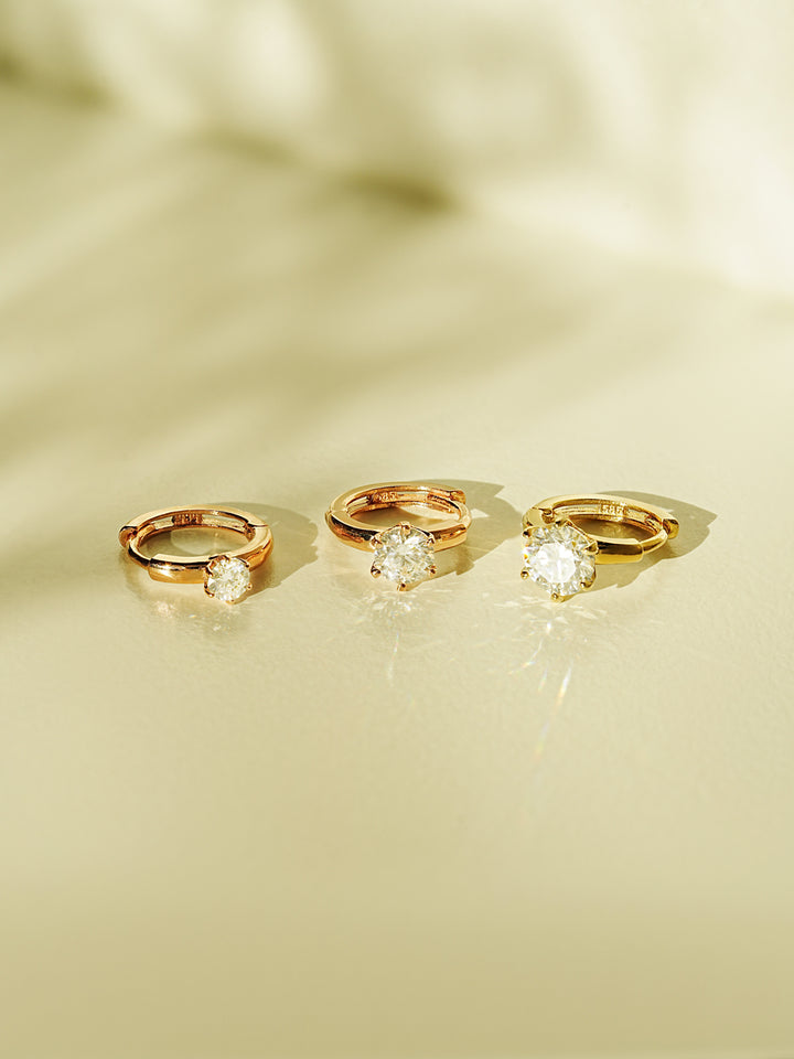 14K 18K Gold Moissanite Dia Color Cartilage Hoop Earring S,M,L