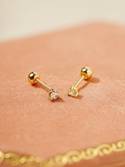 14K Gold Simple Point Cubic Cartilage Earring 20G