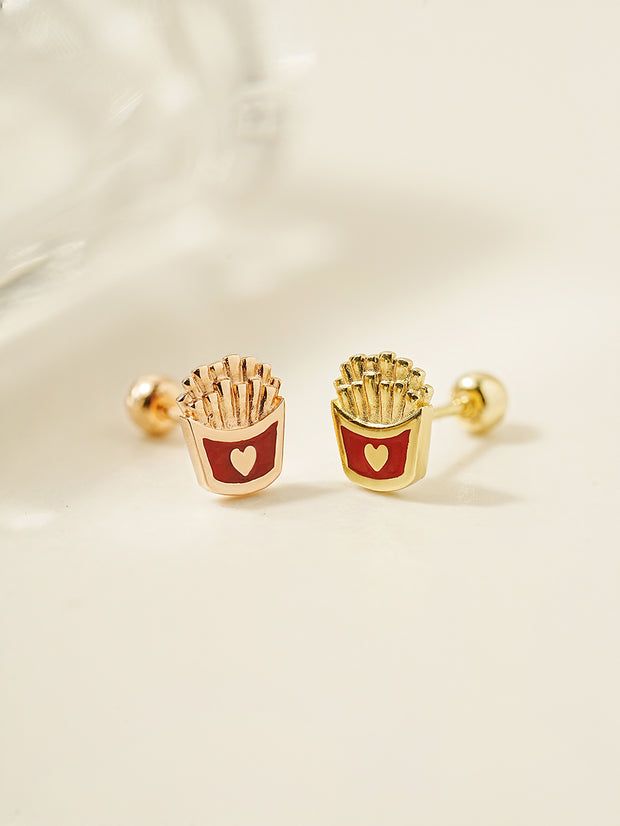 14K Gold Enamel Tasty Chips Cartilage Earring 20G