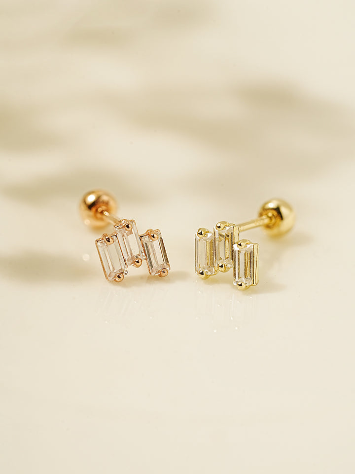 14K Gold Icy Piano Cubic Cartilage Earring 20G