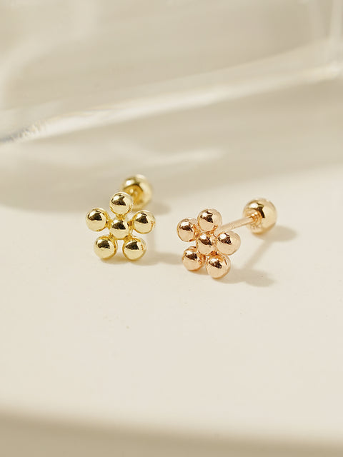 14K Gold Daily Ball Flower Cartilage Earring 20G