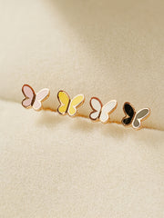 14K Gold Enamel Tiny Butterfly Cartilage Earring 20G