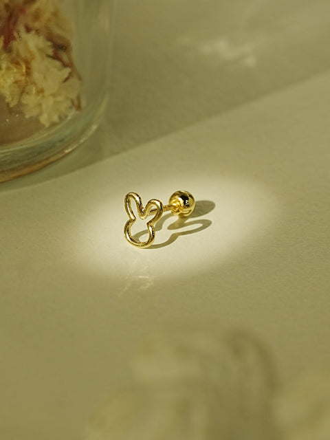 14K Gold Rabbit Line Cartilage Earring 20G