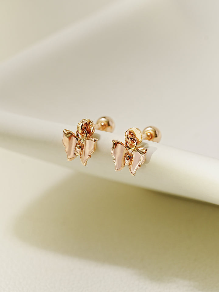 14K Gold Mini Butterfly Drop Cartilage Earring 20G