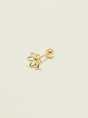 14K Gold Blooming Flower Cartilage Earring 20G