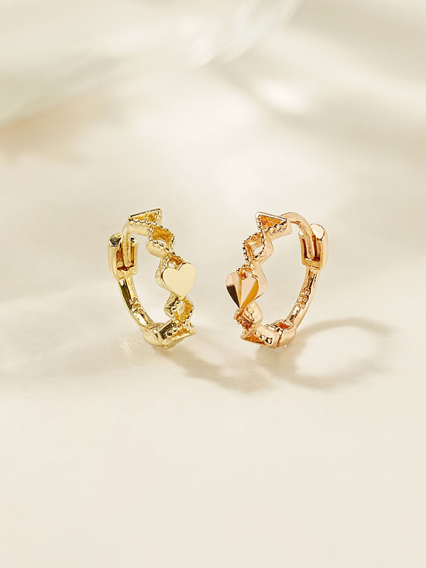 14K 18K Point Heart Cartilage Hoop Earring