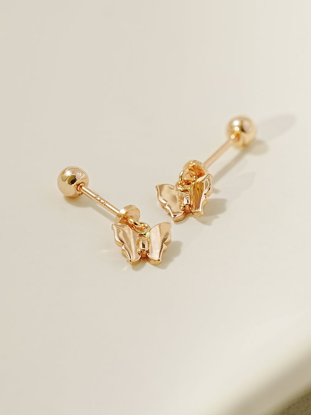 14K Gold Mini Butterfly Drop Cartilage Earring 20G
