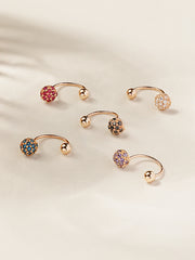 14K Gold Pave CZ Ball Curve Piercing 20g