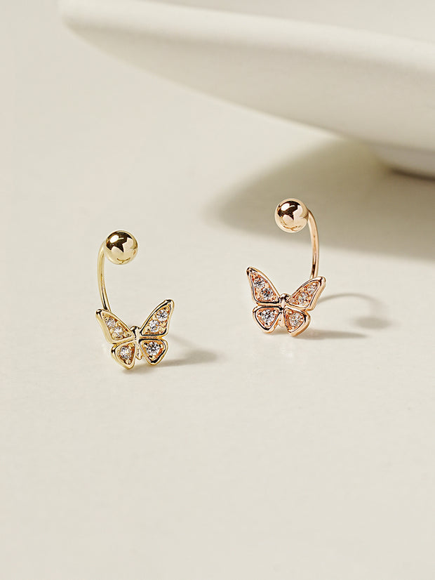 14K Gold Daily Cubic Butterfly Curve Piercing 20G