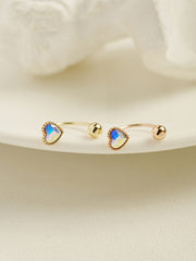 14K Gold Swarovski Stone HeartCurve Piercing 20G