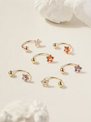 14K Gold Minimi Five Petal Flower Curve Piercing 20G