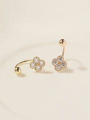 14K Gold Clover Tragus Curve Piercing 20G