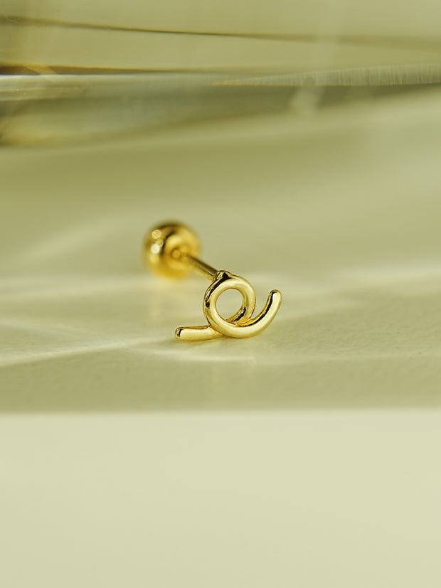 14K Gold Round Tail Cartilage Earring 20G