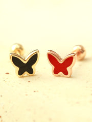 14K Gold Enamel Color Butterfly Cartilage Earring 20G18G16G