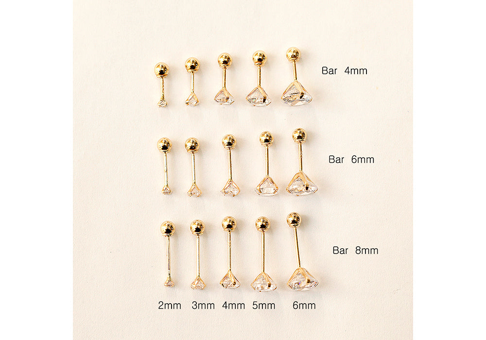 14K Gold Daily Cubic Cartilage Earring 20G
