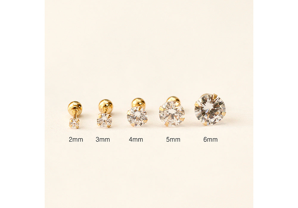 14K Gold Daily Cubic Cartilage Earring 20G