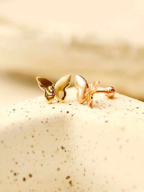 14K Gold Plain Solid Butterfly Cartilage Earring 20G18G16G