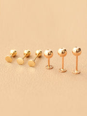 14K Gold Two Way Ball Labret Earring 20G