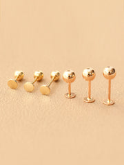 14K Gold Two Way Ball Labret Earring 20G