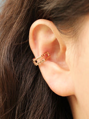 14K Gold Two Line Pentagon Conch Hoop Earring