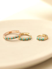 14K Gold Turquoise Conch Hoop Earring