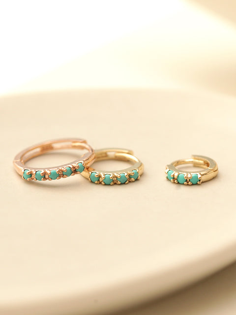 14K Gold Turquoise Conch Hoop Earring