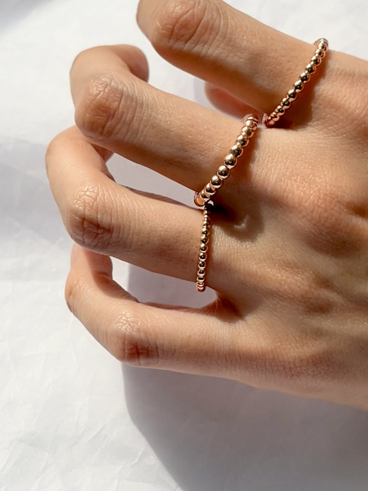 14K Solid Gold Layered Volume Bubble Ball Ring