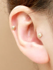 14K Gold Merry Round Cartilage Earring 20G18G16G