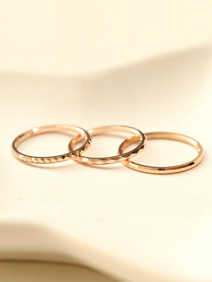 14K Gold Hallow Layered Cutting Guard Ring