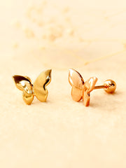 14K Gold Plain Solid Butterfly Cartilage Earring 20G18G16G