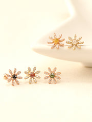 14K Gold Rough Diamond Daisy Flower Earring 20G18G16G