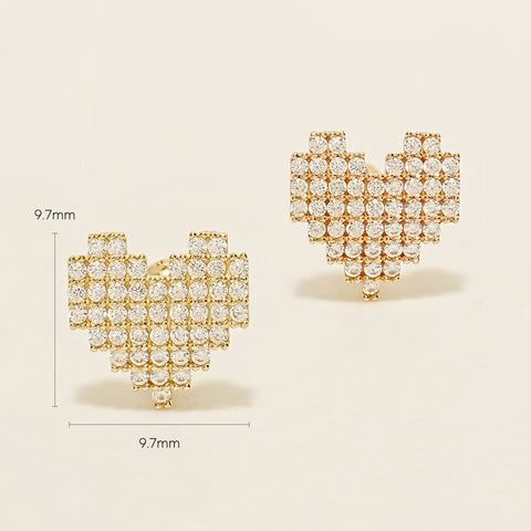 14K Gold Pixel Heart Cartilage Earring 18G16G