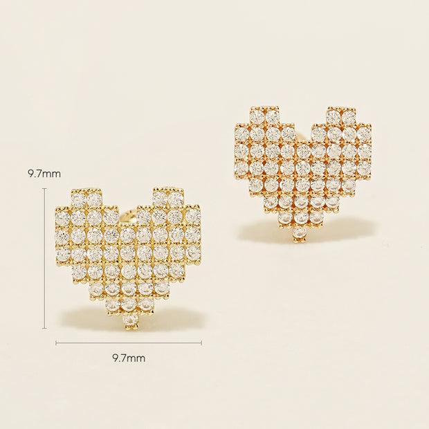 14K Gold Pixel Heart Cartilage Earring 18G16G