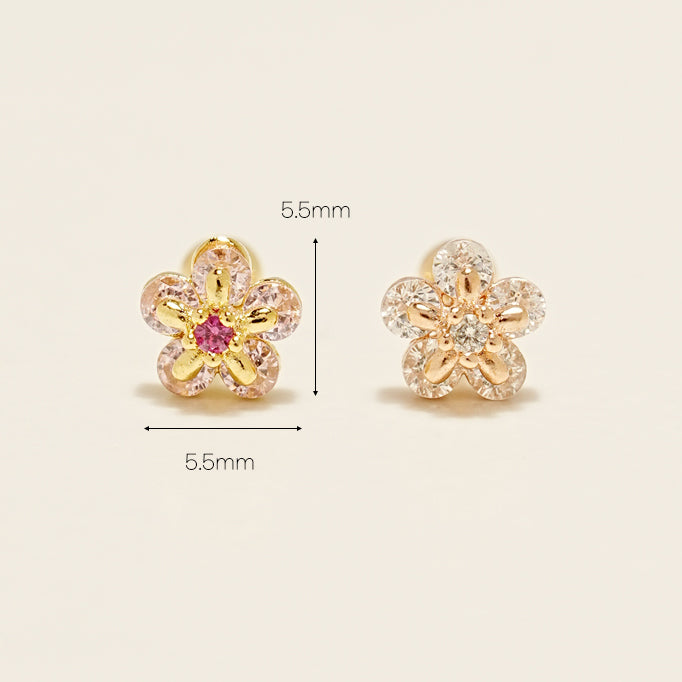 14KGF Flower Shower Earring 20G