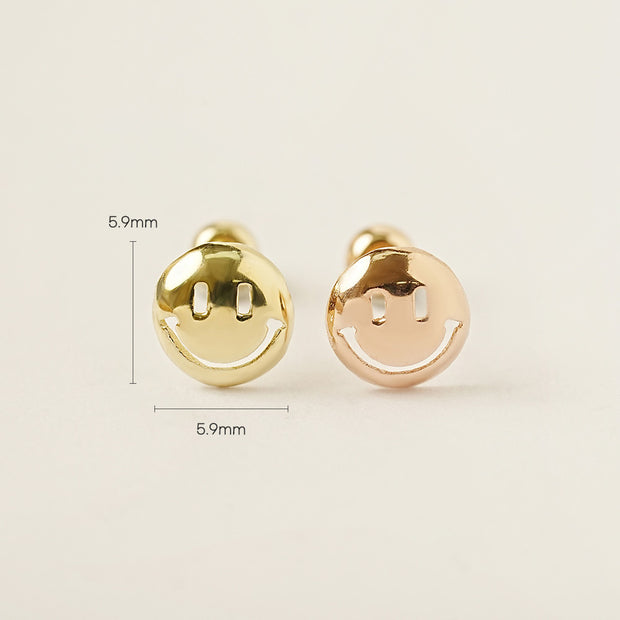 14K Gold Lucky Smile Cartilage Earring 20G