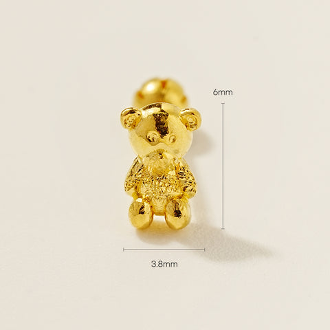 24K Gold Bear Cartilage Earring 20G