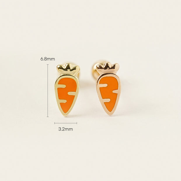 14K Gold Enamel Mini Carrot Cartilage Earring 20G