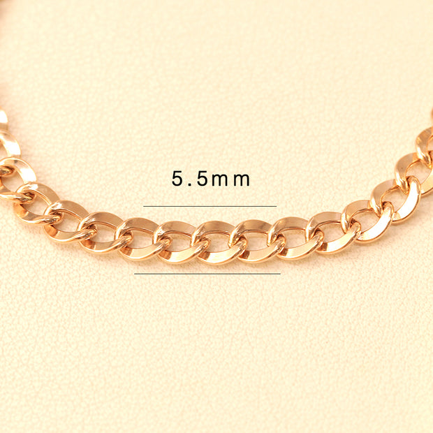 14K Gold Hollow Curved Chain Anklet M