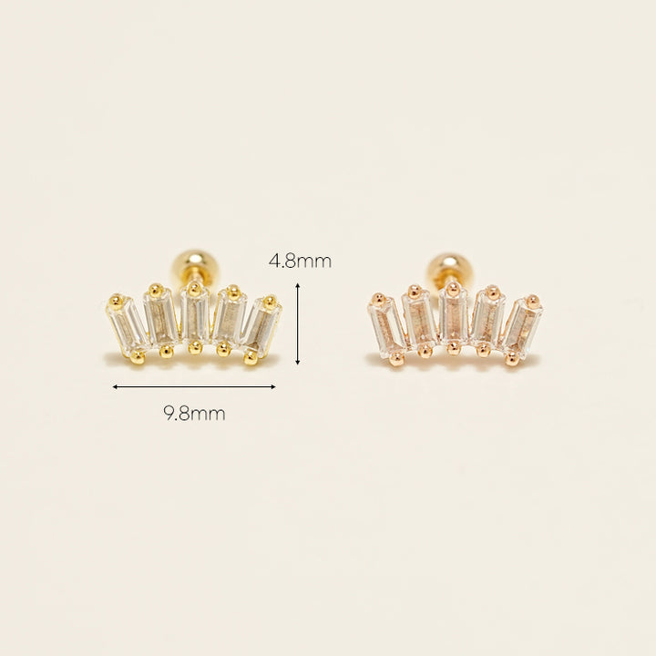 14KGF Square Crystal Earring 20G