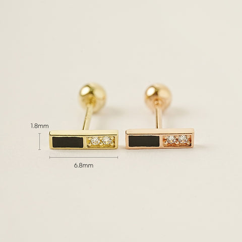 14K Gold Enamel Cubic Half Stick Cartilage Earring 20G