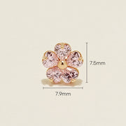 14K Gold Pink Heart Big Flower Cartilage Earring 18G16G