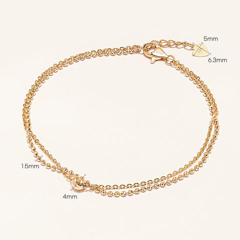 14K 18K Gold Cutting Ball Two Layered Bracelet