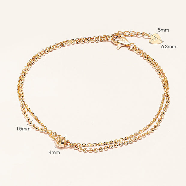 14K 18K Gold Cutting Ball Two Layered Bracelet