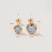 14K Gold Moissanite Imperial Dia Cartilage Earring 20G18G16G