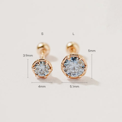 14K Gold Moissanite Imperial Dia Cartilage Earring 20G18G16G