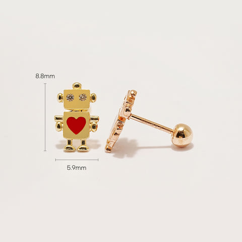 14K Gold Lovely Robot Cartilage Earring 20G