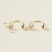 14K Gold Minimi Cubic Star Curve Piercing 20G